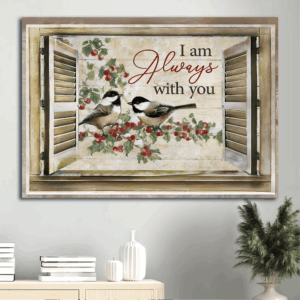 Christian Home Decor Gift: Jesus Landscape Poster with Bird Couple & Inspirational Quote