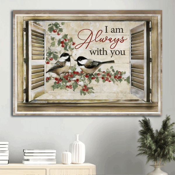 Christian Home Decor Gift: Jesus Landscape Poster with Bird Couple & Inspirational Quote