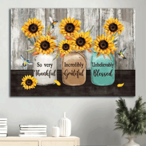 Jesus Landscape Poster Home Decor Gift - Vibrant Sunflower Colorful Vase Hummingbird - Perfect Christian Gift