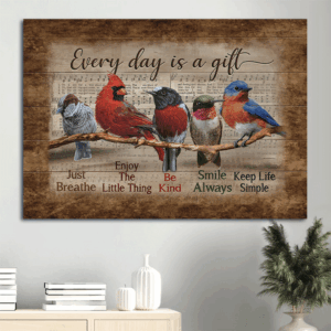 Christian Home Decor Gift: Jesus Portrait Poster with Bird Paintings - Every Day is a Gift Landscape Wall Art