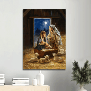 Birth of Jesus Poster: Christian Home Decor Gift - Jesus Painting Lamb Drawing Wall Art Prints