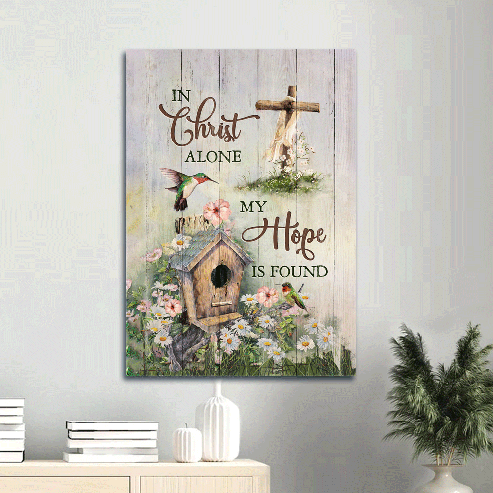 Jesus Portrait Poster Home Decor Gift – Christian Wall Art with Birdhouse Wooden Cross & Hummingbird – In Christ Alone Hope Found Jesus Portrait Poster Home Decor Gift – Christian Wall Art with Birdhouse Wooden Cross & Hummingbird – In Christ Alone Hope Found
