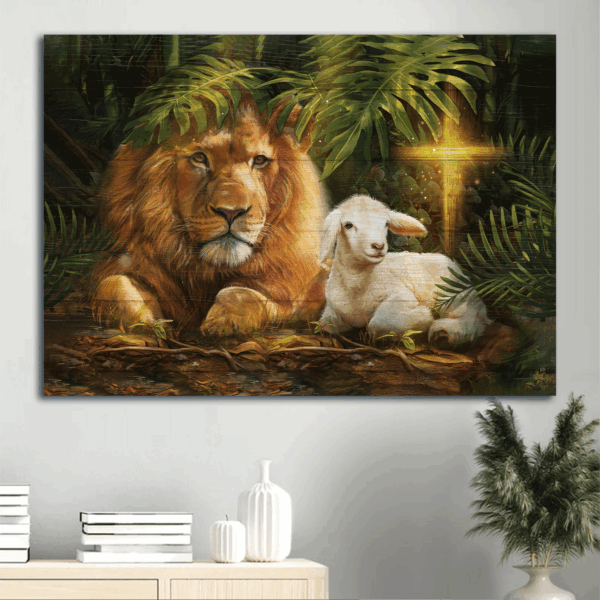Jesus Landscape Poster Home Decor Gift – Lion King Lamb of God Lion of Judah Christian Decor
