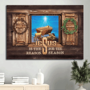 Birth of Jesus Landscape Poster - Christian Home Decor Gift with Brown Lambs and Beautiful Night Scene