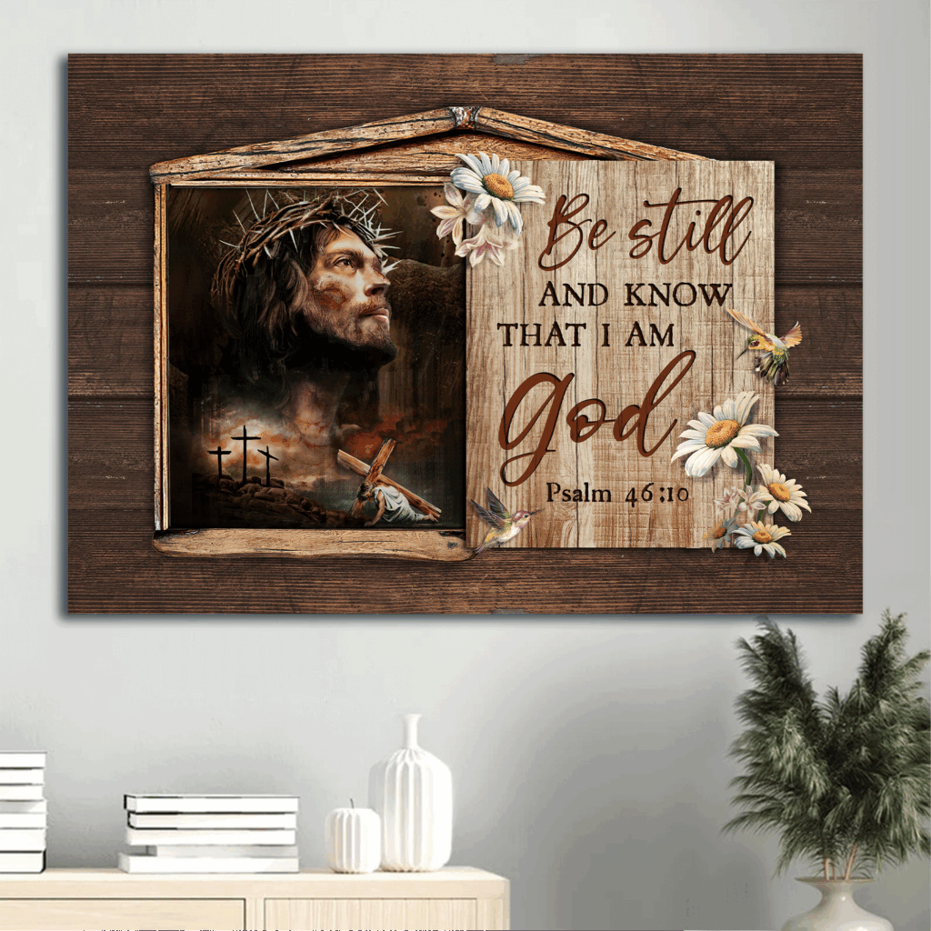 Jesus and Daisy Landscape Poster Home Decor Gift – Gift For Christian – Be Still and Know I Am God Jesus and Daisy Landscape Poster Home Decor Gift – Gift For Christian – Be Still and Know I Am God