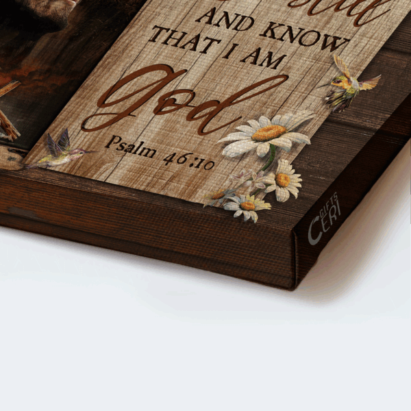 Jesus and Daisy Landscape Poster Home Decor Gift – Gift For Christian – Be Still and Know I Am God