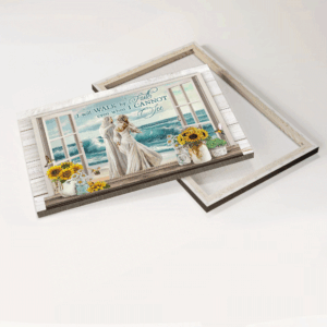Jesus Landscape Poster - Beautiful Woman & Ocean Wave Decor Gift for Christian - Walk by Faith 1