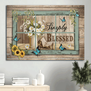 Jesus Landscape & Sunflower Daisy Poster Gift - Christian Home Decor - Simply Blessed