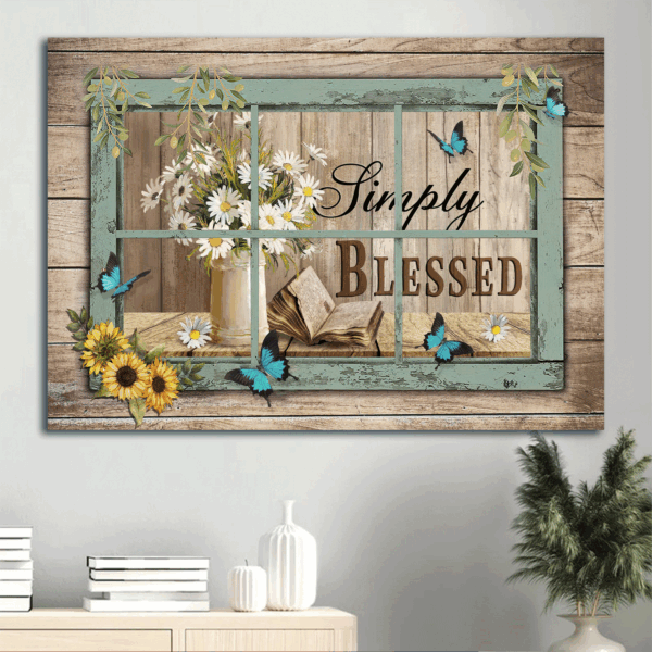 Jesus Landscape & Sunflower Daisy Poster Gift – Christian Home Decor – Simply Blessed