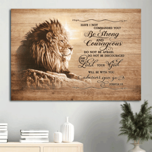 Joshua 1:9 Lion of Judah Jesus Landscape Poster - Inspirational Home Decor & Wall Art Print