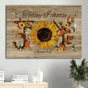 Jesus Landscape Poster Home Decor Gift - Bible Verse Abstract Sunflower Watercolor Hummingbirds - Gift For Christian - Choose Joy