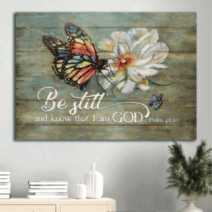 Christian Home Decor Gift: Jesus Landscape Poster with White Flower and Butterfly