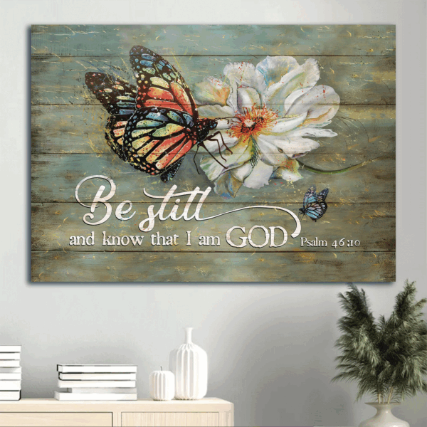 Christian Home Decor Gift: Jesus Landscape Poster with White Flower and Butterfly