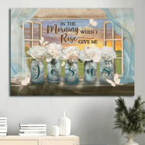 Jesus Landscape Poster Home Decor Gift - White Flower Orange Sunset Butterfly Christian Decor