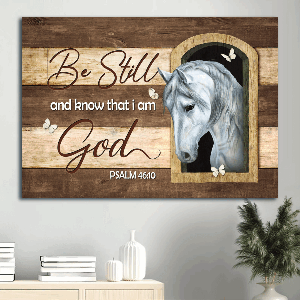 Christian Home Decor Poster Gift – White Horse & Butterfly Landscape – Be Still and Know – Jesus Inspired Art Christian Home Decor Poster Gift – White Horse & Butterfly Landscape – Be Still and Know – Jesus Inspired Art