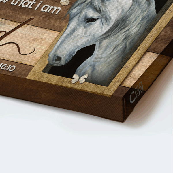 Christian Home Decor Poster Gift – White Horse & Butterfly Landscape – Be Still and Know – Jesus Inspired Art