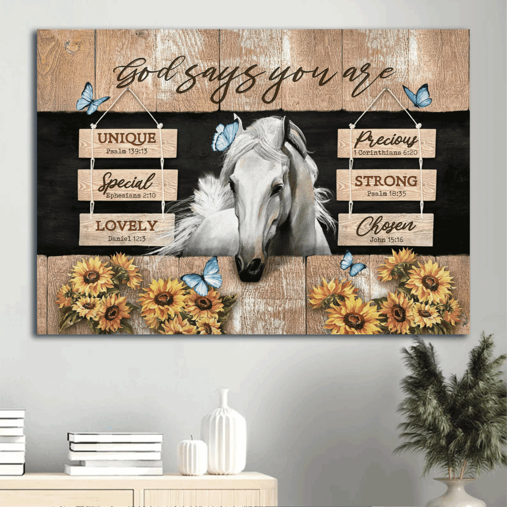Jesus Landscape & Sunflower Horse Poster – Christian Home Decor Gift – God Says You Are Jesus Landscape & Sunflower Horse Poster – Christian Home Decor Gift – God Says You Are