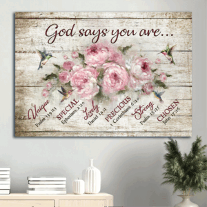 Jesus Landscape Poster: Bible Verse Watercolor Hummingbird Pink Flower Painting - Gift for Christian Home Decor