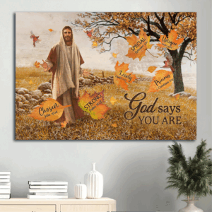 Jesus Landscape Poster: Stunning Autumn Maple Forest Painting - Christian Home Decor Gift