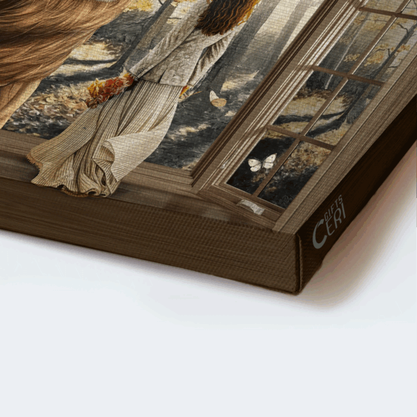 Jesus Landscape Poster Home Decor Gift – Beautiful Lion Wooden Window Pretty Girl Sunny Day – Christian Gift