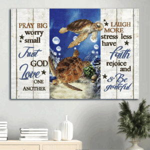 Jesus Landscape Poster: Sea Turtle & Blue Ocean Home Decor Gift for Christian