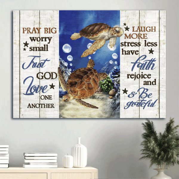 Jesus Landscape Poster: Sea Turtle & Blue Ocean Home Decor Gift for Christian