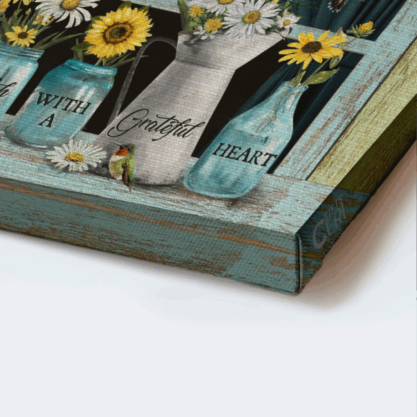 Jesus Landscape Poster Home Decor Gift – Sunflower & Daisy Drawing – Gift for Christian – Grateful Heart