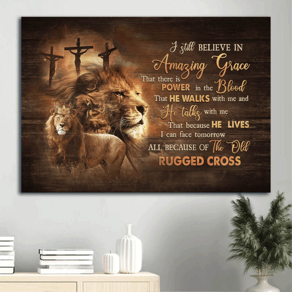 Jesus Lion & Golden Crown Landscape Poster – Christian Home Decor Gift with Amazing Grace Jesus Lion & Golden Crown Landscape Poster – Christian Home Decor Gift with Amazing Grace