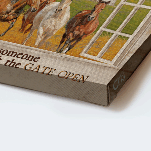 Jesus Landscape & Windmill Poster – Christian Home Decor Gift with Quarter Horse – Live Like Someone Left the Gate Open