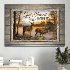 Jesus Landscape Poster - Beautiful Sunset River Painting Gift for Christian Home Decor