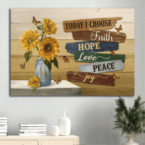 Jesus Landscape & Sunflower Monarch Butterfly Poster - Christian Home Decor Gift - Choose Faith