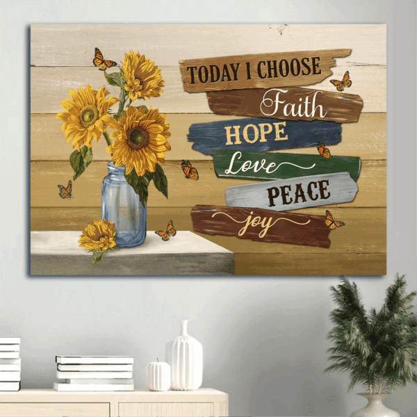 Jesus Landscape & Sunflower Monarch Butterfly Poster – Christian Home Decor Gift – Choose Faith