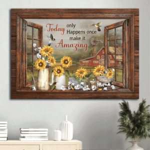 Jesus Landscape Poster Home Decor Gift - Stunning Sunflower & Cotton Flower Art - Perfect Christian Gift
