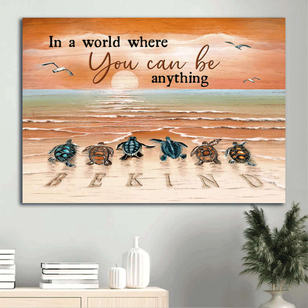 Jesus Landscape Poster: Sunset Sea Turtle Ocean Decor – Christian Gift Be Kind Jesus Landscape Poster: Sunset Sea Turtle Ocean Decor – Christian Gift Be Kind
