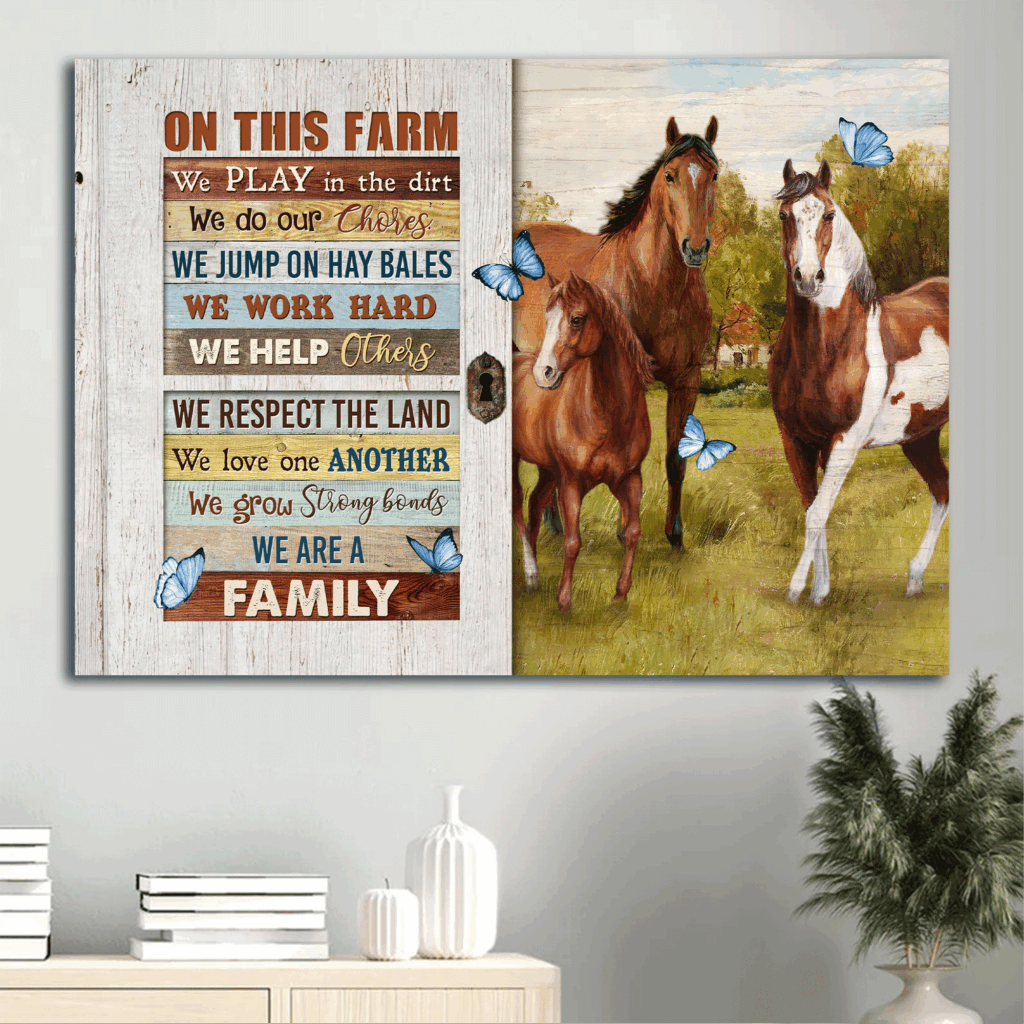 Christian Home Decor: Jesus Landscape Poster with Horse Drawing and Blue Butterfly – Farm Gift Christian Home Decor: Jesus Landscape Poster with Horse Drawing and Blue Butterfly – Farm Gift