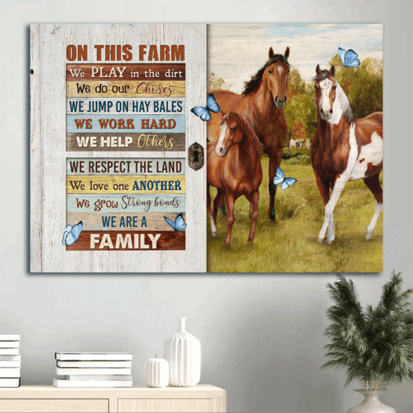 Christian Home Decor: Jesus Landscape Poster with Horse Drawing and Blue Butterfly – Farm Gift