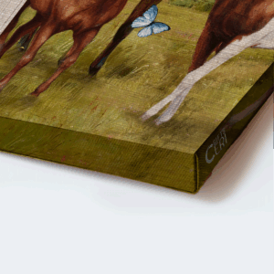 Christian Home Decor: Jesus Landscape Poster with Horse Drawing and Blue Butterfly - Farm Gift 1