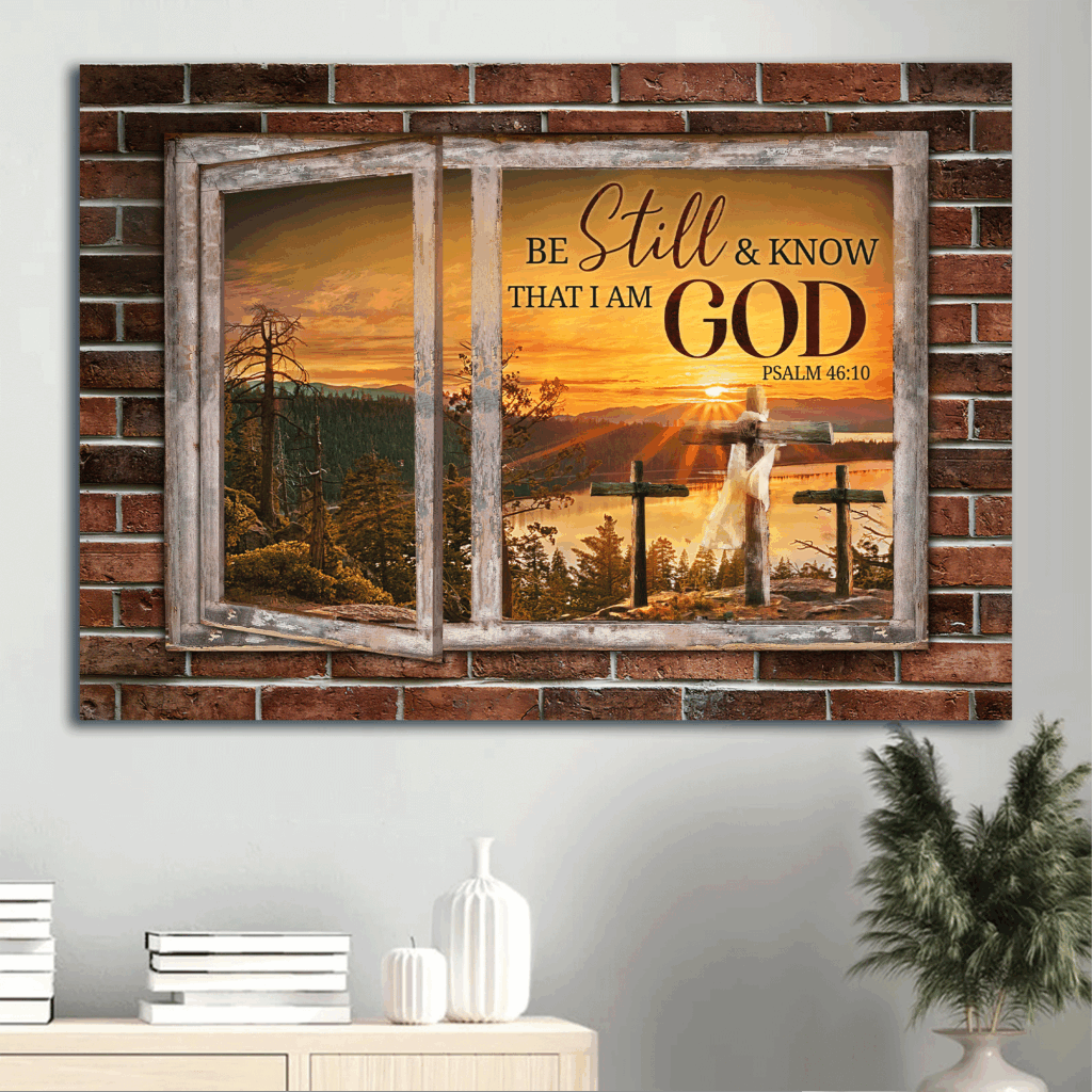 Jesus Landscape Poster: Countryside Sunset Painting Home Decor Gift for Christian – Be Still and Know Jesus Landscape Poster: Countryside Sunset Painting Home Decor Gift for Christian – Be Still and Know