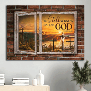 Jesus Landscape Poster: Countryside Sunset Painting Home Decor Gift for Christian - Be Still and Know