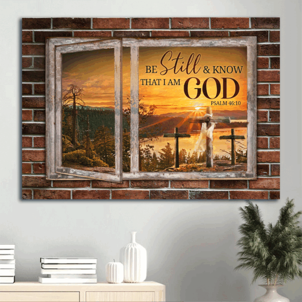 Jesus Landscape Poster: Countryside Sunset Painting Home Decor Gift for Christian – Be Still and Know