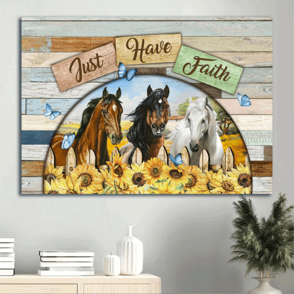 Jesus Landscape Poster Home Decor Gift – Beautiful Horses Sunflower Garden  Poster Home Decor Gift – Christian Gift for Faithful
