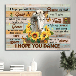 Christian Home Decor Gift: Jesus Landscape Poster with Horse Sunflower Cross & Butterfly  Poster Home Decor Gift - I Hope You Dance