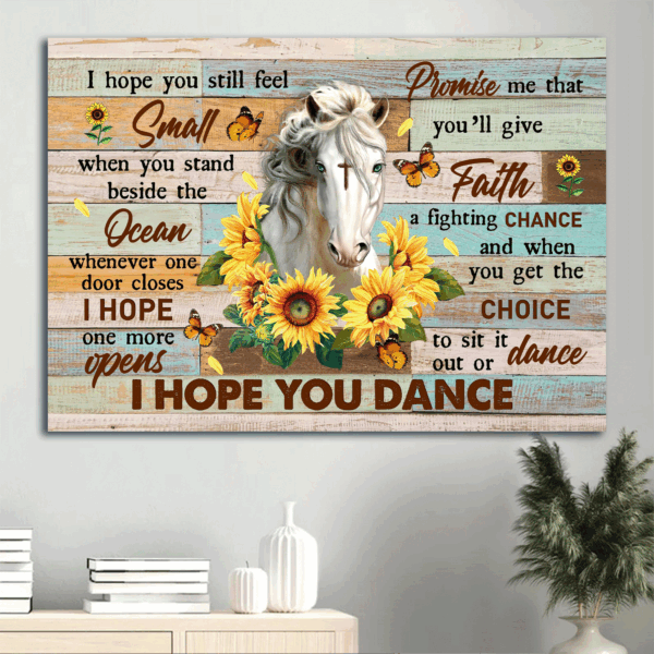 Christian Home Decor Gift: Jesus Landscape Poster with Horse Sunflower Cross & Butterfly  Poster Home Decor Gift – I Hope You Dance