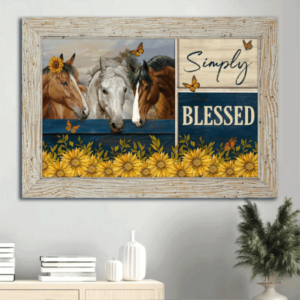 Christian Home Decor Gift: Jesus Landscape Poster with Horses Sunflowers and Monarch Butterfly  Poster Home Decor Gift – Simply Blessed