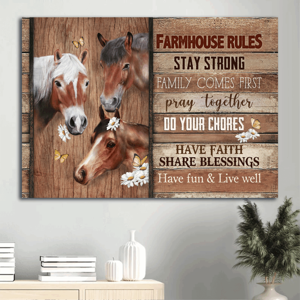 Christian Home Decor Gift: Jesus Landscape Poster with Horse Daisy and Butterfly – Stay Strong Family First Christian Home Decor Gift: Jesus Landscape Poster with Horse Daisy and Butterfly – Stay Strong Family First