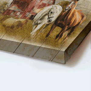 Jesus Landscape Poster: Horse Drawing Yellow Field Painting Old House Poster Home Decor Gift - Gift for Christian Farm Decor 1