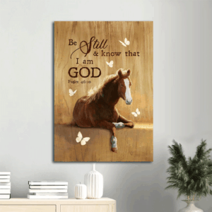 Jesus Portrait Poster: Beautiful Horse & White Butterfly  Poster Home Decor Gift Decor Gift for Christian - Be Still and Know God