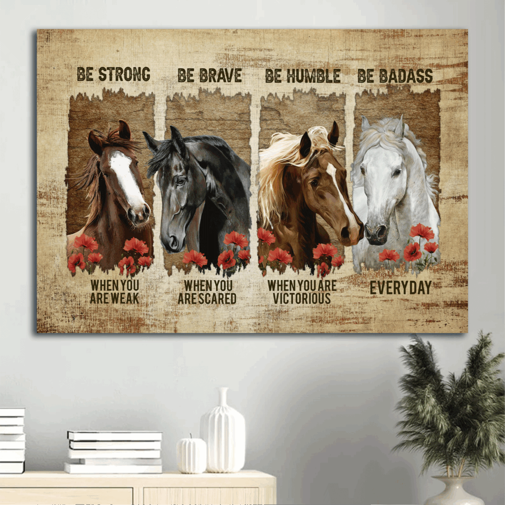 Jesus Landscape Poster: Horse & Poppy Painting Poster Home Decor Gift – Christian Home Decor Gift Be Strong When Weak Jesus Landscape Poster: Horse & Poppy Painting Poster Home Decor Gift – Christian Home Decor Gift Be Strong When Weak