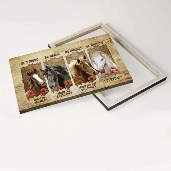 Jesus Landscape Poster: Horse & Poppy Painting  Poster Home Decor Gift – Christian Home Decor Gift Be Strong When Weak