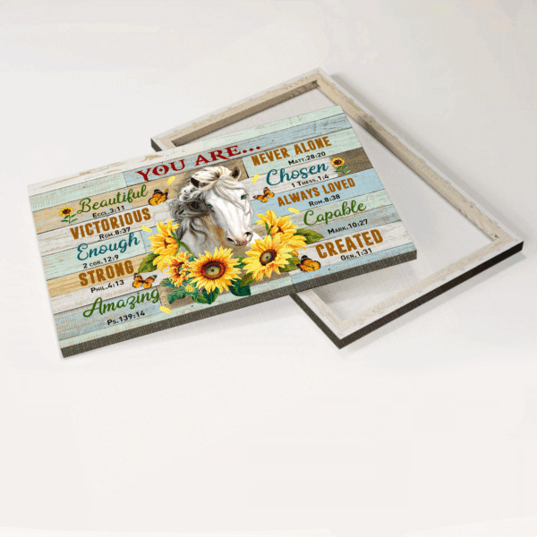 Jesus Landscape Poster: Christian Home Decor Gift – Horse & Sunflower  Poster Home Decor Gift – You Are Victorious Strong Never Alone Always Loved